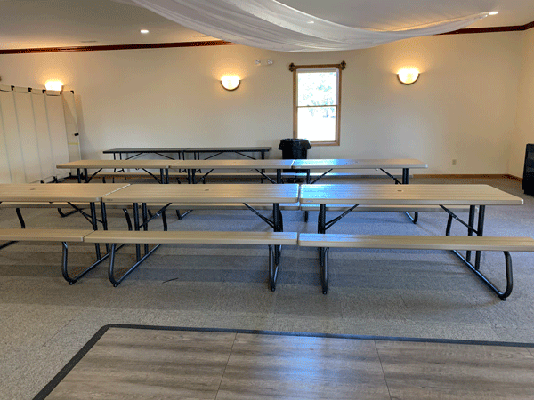 Tables in Birthday Party Area without decor